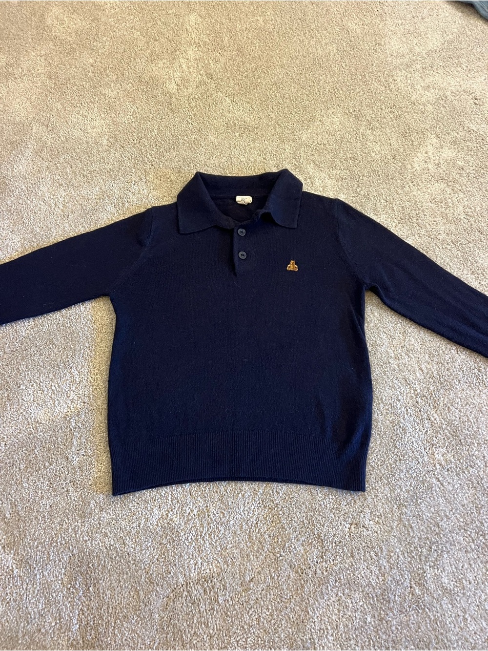 GAP Navy Polo Collar Knit Sweater with Small Embroidered Logo